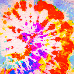 Multicolor Hypnosis Swirl. Shibori Fabric.