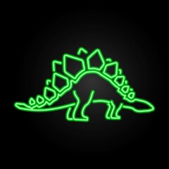 stegosaur neon sign, modern glowing banner design, colorful modern design trends on black background. Vector illustration.