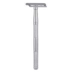 metal razor on white background