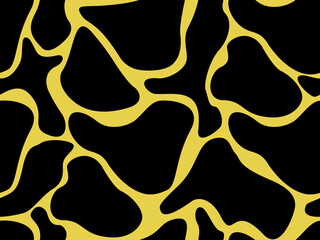 Animal print. Seamless pattern with black spots on a yellow background.