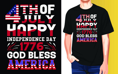 4th of July happy Independence day 1776 God bless America Independence day T-Shirt Design.