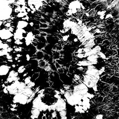 Shibori Spiral. Black Fabric Texture Hippie.