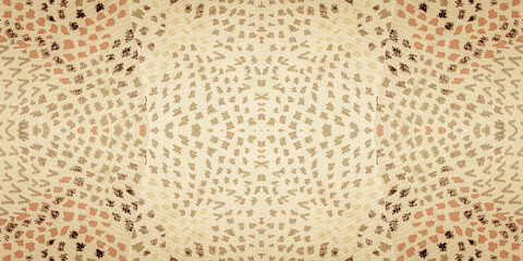 Snake Painting. Beige Animal Skin. Sepia Snake