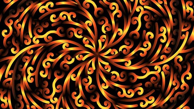 luxurious caleidoscope motion graphics golden gold flowers line art pattern of indonesian culture traditional  batik  for intro opening ads commercial