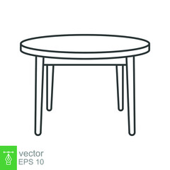 Circle table icon. Simple outline style. Round, pictogram, furniture, office, sign, conference, meeting, web, symbol, interior concept. Vector design illustration isolated on white background. EPS 10