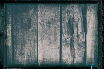 Vertical wood slats for backgrounds -Artistic vintage photo with film strip frame and grain
