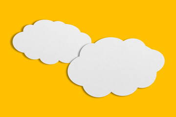 white cloud paper speech bubble on yellow background