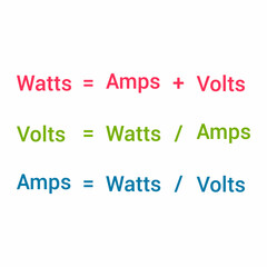 Watts amps volts formula in physics. Watts law. Power formula in electricity