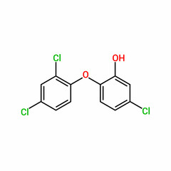 chemical structure of Triclosan (C12H7Cl3O2)