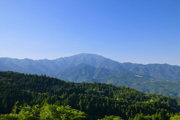 Fototapeta premium 馬籠宿・恵那山（岐阜県・中津川市）