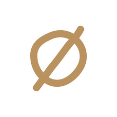 Hand drawn of brown empty set or null set or void set. Mathematical symbol of empty set. Vector illustration isolated on white background