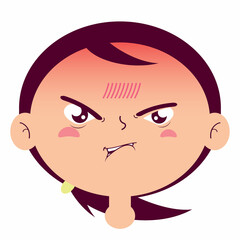 girl angry face cartoon cute