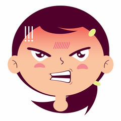 girl angry face cartoon cute