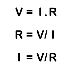 Ohm's law formula. Voltage, current and resistance formula vector illustration isolated on white background.