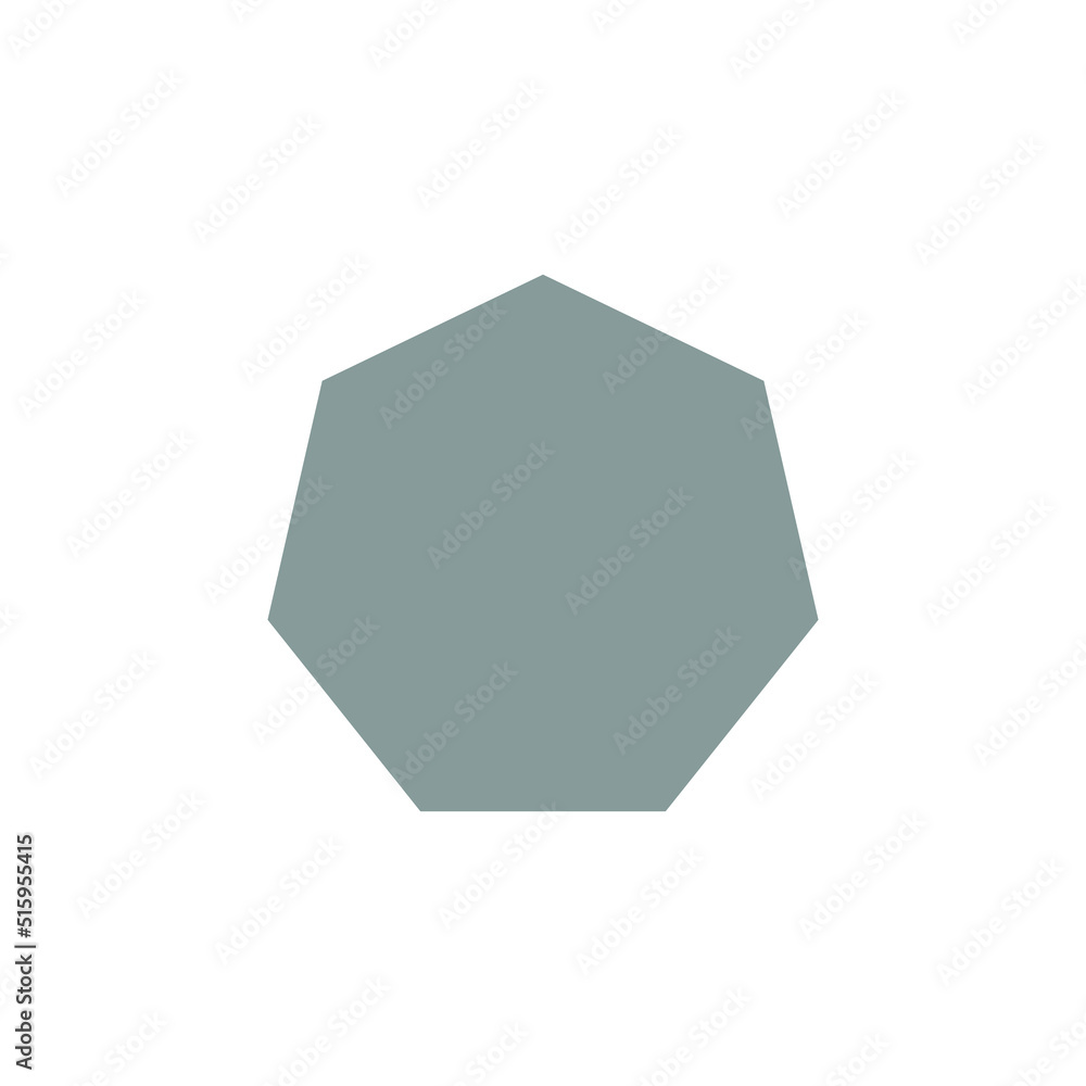 Wall mural 2d heptagon shape in mathematics. grey heptagon shape drawing for kids isolated on white background