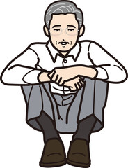 悩む膝を抱えたシニア