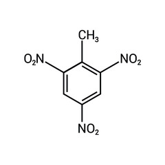 chemical structure of trinitrotoluene (TNT) (C7H5N3O6)