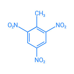 chemical structure of trinitrotoluene (TNT) (C7H5N3O6)