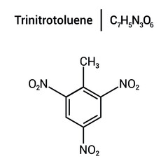 chemical structure of trinitrotoluene (TNT) (C7H5N3O6)