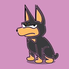 Vector illustration of a doberman pinscher sitting and staring