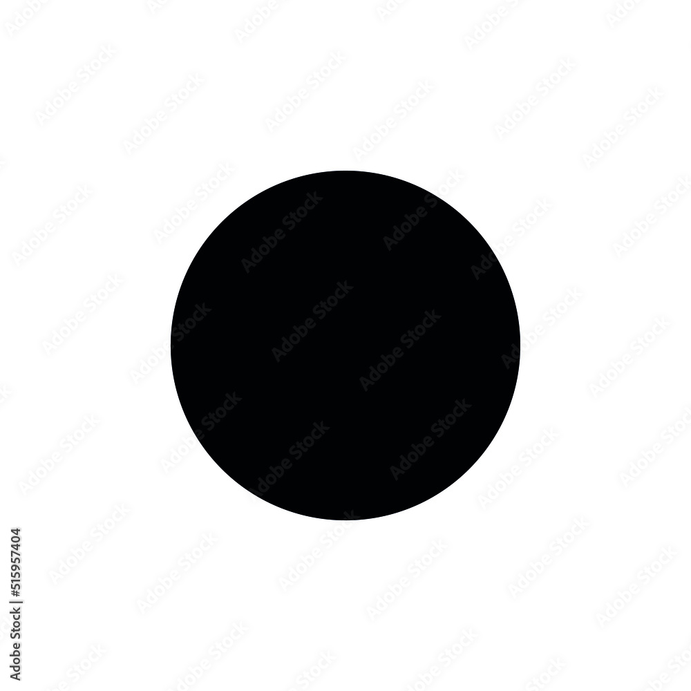 Wall mural 2D circle shape in mathematics. Black circle shape drawing for kids isolated on white background