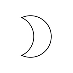 2D crescent shape in mathematics. Black crescent shape drawing for kids isolated on white background