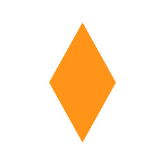 2D rhombus shape in mathematics. Orange rhombus shape drawing for kids isolated on white background