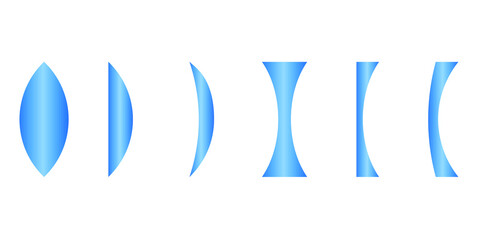 Fototapeta premium classification of simple lenses in optics. Types of lenses in physics