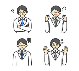 医療従事者の表情とジェスチャーのイラスト素材