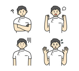 医療従事者の表情とジェスチャーのイラスト素材