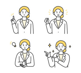 医療従事者の表情とジェスチャーのイラスト素材