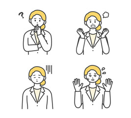 医療従事者の表情とジェスチャーのイラスト素材