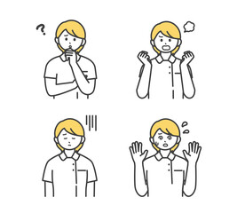 医療従事者の表情とジェスチャーのイラスト素材
