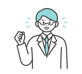 医療従事者の表情とジェスチャーのイラスト素材