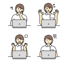 医療従事者がパソコンを操作するイラスト素材