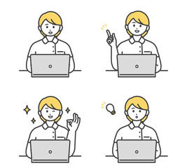 医療従事者がパソコンを操作するイラスト素材