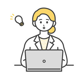 医療従事者がパソコンを操作するイラスト素材