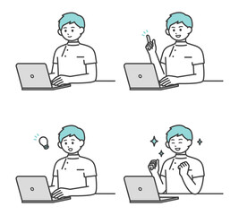 医療従事者がパソコンを操作するイラスト素材