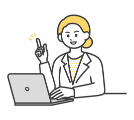 医療従事者がパソコンを操作するイラスト素材