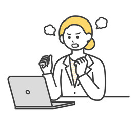 医療従事者がパソコンを操作するイラスト素材