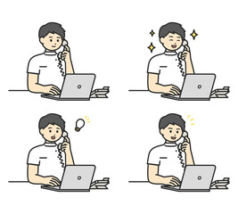 医療従事者が電話対応するイラスト素材