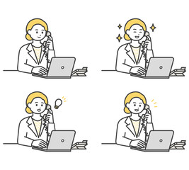 医療従事者が電話対応するイラスト素材