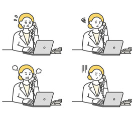 医療従事者が電話対応するイラスト素材