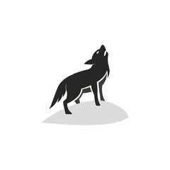 Standing wolf and howling with simple silhouette style vector illustration