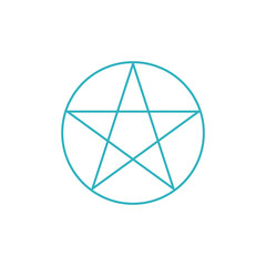 blue pentagram in a circle basic simple shape isolated on white background