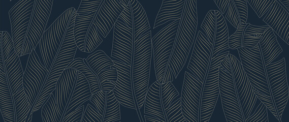 Estores personalizados con motivos artísticos con tu foto Abstract luxury art background with exotic palm leaves in golden line style. Botanical wallpaper for decor, banner, print, textile, packaging