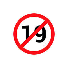 19 Nineteen plus round sign vector illustration isolated on white background