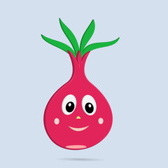 Animated cartoon red onion with a happy atmosphere, used for decorating children's pictures.