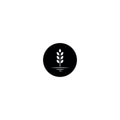 circle with black wheat template vector icon design