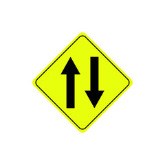 two way traffic ahead sign. traffic sign vector illustration